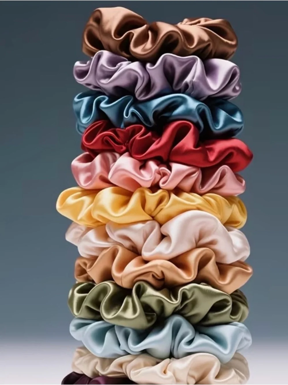 10 for $15 Colorful Satin Scrunchie Set-Multicolor-color randomly selected